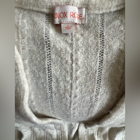 Knox Rose Women’s Cardigan Knit Sweater, Cream Color, Acrylic Blend; Size L - Picture 1 of 8